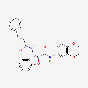 N-(2,3-dihydrobenzo[b][1,4]dioxin-6-yl)-3-(3-phenylpropanamido)benzofuran-2-carboxamide