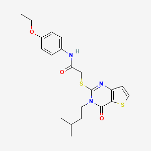 molecular formula C21H25N3O3S2 B2806502 N-(4-ethoxyphenyl)-2-[3-(3-methylbutyl)-4-oxothieno[3,2-d]pyrimidin-2-yl]sulfanylacetamide CAS No. 440329-76-0