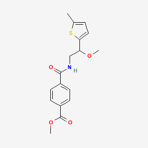 molecular formula C17H19NO4S B2806508 Methyl 4-((2-methoxy-2-(5-methylthiophen-2-yl)ethyl)carbamoyl)benzoate CAS No. 1448065-76-6