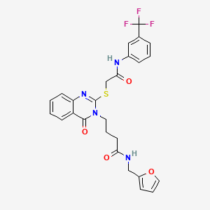 N-(furan-2-ylmethyl)-4-[4-oxo-2-[2-oxo-2-[3-(trifluoromethyl)anilino]ethyl]sulfanylquinazolin-3-yl]butanamide