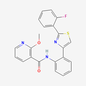 molecular formula C22H16FN3O2S B2806533 N-(2-(2-(2-fluorophenyl)thiazol-4-yl)phenyl)-2-methoxynicotinamide CAS No. 1795471-93-0