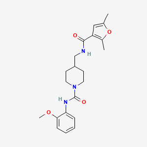 molecular formula C21H27N3O4 B2806536 4-((2,5-dimethylfuran-3-carboxamido)methyl)-N-(2-methoxyphenyl)piperidine-1-carboxamide CAS No. 1234977-32-2