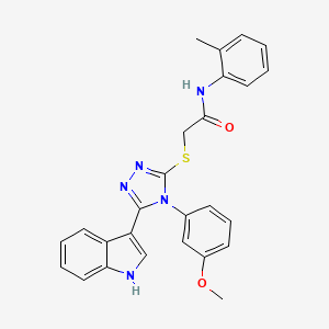 molecular formula C26H23N5O2S B2806553 2-((5-(1H-indol-3-yl)-4-(3-methoxyphenyl)-4H-1,2,4-triazol-3-yl)thio)-N-(o-tolyl)acetamide CAS No. 946329-33-5