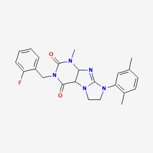 molecular formula C23H22FN5O2 B2806557 8-(2,5-dimethylphenyl)-3-[(2-fluorophenyl)methyl]-1-methyl-1H,2H,3H,4H,6H,7H,8H-imidazo[1,2-g]purine-2,4-dione CAS No. 919032-55-6