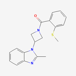 molecular formula C19H19N3OS B2806559 [3-(2-Methylbenzimidazol-1-yl)azetidin-1-yl]-(2-methylsulfanylphenyl)methanone CAS No. 2380182-98-7