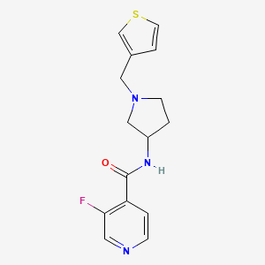 molecular formula C15H16FN3OS B2806561 3-氟-N-{1-[(噻吩-3-基)甲基]吡咯啉-3-基}吡啶-4-甲酰胺 CAS No. 2097858-41-6