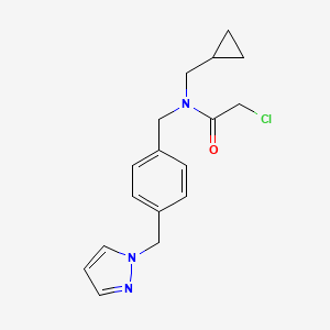 molecular formula C17H20ClN3O B2806562 2-Chloro-N-(cyclopropylmethyl)-N-[[4-(pyrazol-1-ylmethyl)phenyl]methyl]acetamide CAS No. 2411294-51-2