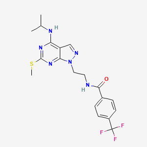 molecular formula C19H21F3N6OS B2806564 N-(2-(4-(isopropylamino)-6-(methylthio)-1H-pyrazolo[3,4-d]pyrimidin-1-yl)ethyl)-4-(trifluoromethyl)benzamide CAS No. 941948-09-0