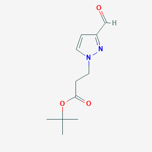 molecular formula C11H16N2O3 B2806569 Tert-butyl 3-(3-formylpyrazol-1-yl)propanoate CAS No. 2490404-59-4