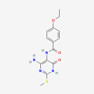 molecular formula C14H16N4O3S B2806573 N-(4-氨基-2-(甲硫基)-6-氧代-1,6-二氢嘧啶-5-基)-4-乙氧基苯甲酰胺 CAS No. 872597-68-7