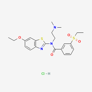 molecular formula C22H28ClN3O4S2 B2806574 N-(2-(dimethylamino)ethyl)-N-(6-ethoxybenzo[d]thiazol-2-yl)-3-(ethylsulfonyl)benzamide hydrochloride CAS No. 1215783-52-0