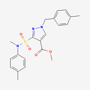 molecular formula C21H23N3O4S B2806577 甲基-3-(N-甲基-N-(对甲苯基)磺酰基)-1-(4-甲基苯基)-1H-吡唑-4-甲酸酯 CAS No. 1251703-51-1