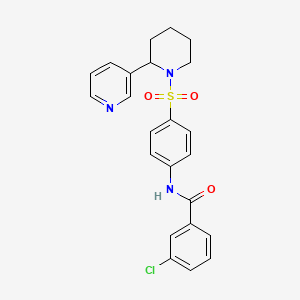 molecular formula C23H22ClN3O3S B2806583 3-chloro-N-[4-(2-pyridin-3-ylpiperidin-1-yl)sulfonylphenyl]benzamide CAS No. 393834-50-9