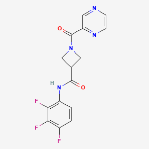 molecular formula C15H11F3N4O2 B2806606 1-(pyrazine-2-carbonyl)-N-(2,3,4-trifluorophenyl)azetidine-3-carboxamide CAS No. 1396558-76-1