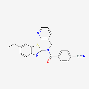 molecular formula C23H18N4OS B2806607 4-cyano-N-(6-ethylbenzo[d]thiazol-2-yl)-N-(pyridin-3-ylmethyl)benzamide CAS No. 895027-50-6
