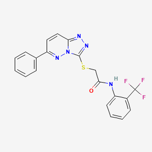 molecular formula C20H14F3N5OS B2806610 2-((6-苯基-[1,2,4]三唑并[4,3-b]吡啶-3-基)硫基)-N-(2-(三氟甲基)苯基)乙酰胺 CAS No. 894062-48-7