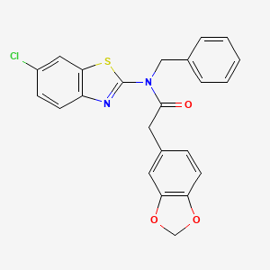 molecular formula C23H17ClN2O3S B2806611 2-(benzo[d][1,3]dioxol-5-yl)-N-benzyl-N-(6-chlorobenzo[d]thiazol-2-yl)acetamide CAS No. 922558-02-9