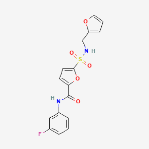 molecular formula C16H13FN2O5S B2806613 N-(3-fluorophenyl)-5-(N-(furan-2-ylmethyl)sulfamoyl)furan-2-carboxamide CAS No. 1172727-56-8