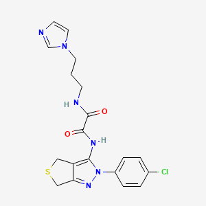 molecular formula C19H19ClN6O2S B2806614 N1-(3-(1H-咪唑-1-基)丙基)-N2-(2-(4-氯苯基)-4,6-二氢-2H-噻吩并[3,4-c]吡唑-3-基)草酰胺 CAS No. 941931-35-7