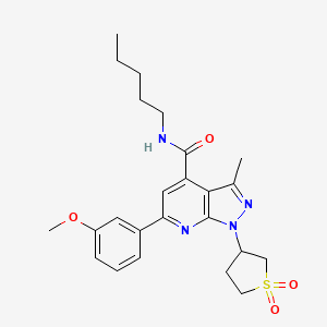 molecular formula C24H30N4O4S B2806619 1-(1,1-二氧代四氢噻吩-3-基)-6-(3-甲氧基苯基)-3-甲基-N-戊基-1H-吡唑并[3,4-b]吡啶-4-甲酰胺 CAS No. 1021216-13-6