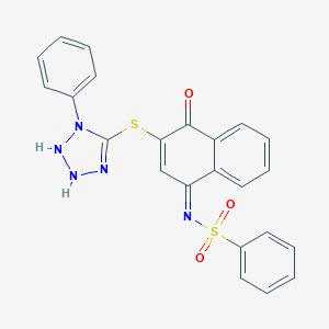 molecular formula C23H17N5O3S2 B280662 (NZ)-N-[4-oxo-3-[(1-phenyl-2,3-dihydrotetrazol-5-yl)sulfanyl]naphthalen-1-ylidene]benzenesulfonamide 