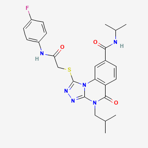 1-((2-((4-fluorophenyl)amino)-2-oxoethyl)thio)-4-isobutyl-N-isopropyl-5-oxo-4,5-dihydro-[1,2,4]triazolo[4,3-a]quinazoline-8-carboxamide