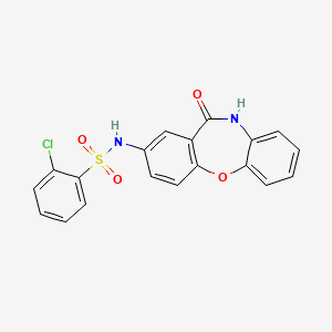 molecular formula C19H13ClN2O4S B2806621 2-chloro-N-(11-oxo-10,11-dihydrodibenzo[b,f][1,4]oxazepin-2-yl)benzenesulfonamide CAS No. 921920-44-7