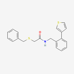 molecular formula C20H19NOS2 B2806624 2-(benzylthio)-N-(2-(thiophen-3-yl)benzyl)acetamide CAS No. 1797085-84-7