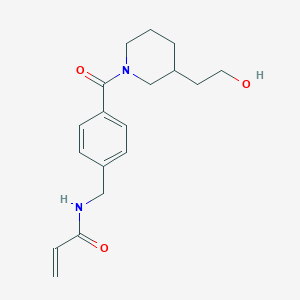 molecular formula C18H24N2O3 B2806634 N-[[4-[3-(2-Hydroxyethyl)piperidine-1-carbonyl]phenyl]methyl]prop-2-enamide CAS No. 2202197-58-6