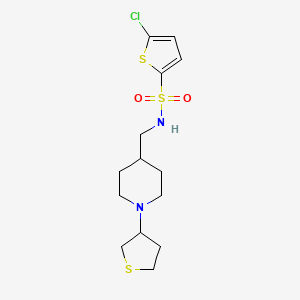 molecular formula C14H21ClN2O2S3 B2806652 5-chloro-N-((1-(tetrahydrothiophen-3-yl)piperidin-4-yl)methyl)thiophene-2-sulfonamide CAS No. 2034325-46-5