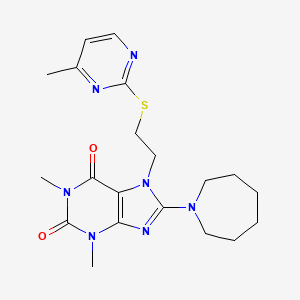 molecular formula C20H27N7O2S B2806662 8-(氮杂辛烷-1-基)-1,3-二甲基-7-[2-(4-甲基嘧啶-2-基)硫代基乙基]嘌呤-2,6-二酮 CAS No. 850914-72-6