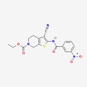 molecular formula C18H16N4O5S B2806663 ethyl 3-cyano-2-(3-nitrobenzamido)-4,5-dihydrothieno[2,3-c]pyridine-6(7H)-carboxylate CAS No. 864926-91-0