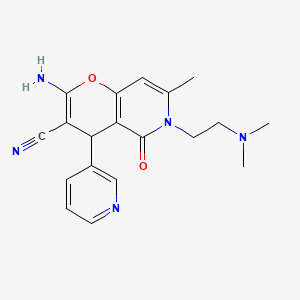 2-amino-6-(2-(dimethylamino)ethyl)-7-methyl-5-oxo-4-(pyridin-3-yl)-5,6-dihydro-4H-pyrano[3,2-c]pyridine-3-carbonitrile