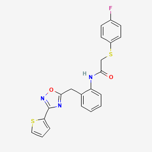 2-((4-fluorophenyl)thio)-N-(2-((3-(thiophen-2-yl)-1,2,4-oxadiazol-5-yl)methyl)phenyl)acetamide