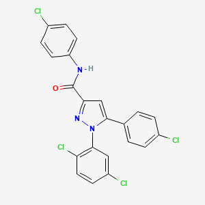 molecular formula C22H13Cl4N3O B2806695 N,5-bis(4-chlorophenyl)-1-(2,5-dichlorophenyl)-1H-pyrazole-3-carboxamide CAS No. 477712-10-0