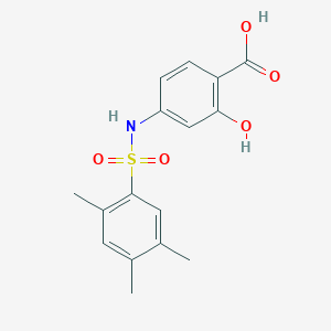 molecular formula C16H17NO5S B280670 2-Hydroxy-4-{[(2,4,5-trimethylphenyl)sulfonyl]amino}benzoic acid 