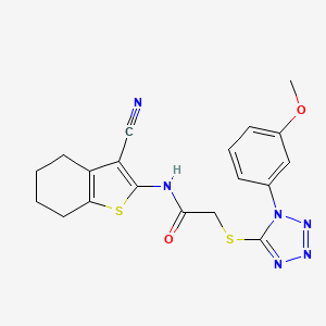 molecular formula C19H18N6O2S2 B2806709 N-(3-cyano-4,5,6,7-tetrahydro-1-benzothiophen-2-yl)-2-[1-(3-methoxyphenyl)tetrazol-5-yl]sulfanylacetamide CAS No. 878700-66-4