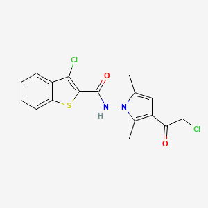 molecular formula C17H14Cl2N2O2S B2806717 3-氯-N-[3-(2-氯乙酰)-2,5-二甲基-1H-吡咯-1-基]-1-苯并噻吩-2-甲酰胺 CAS No. 790247-45-9