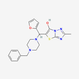 molecular formula C21H23N5O2S B2806718 5-((4-Benzylpiperazin-1-yl)(furan-2-yl)methyl)-2-methylthiazolo[3,2-b][1,2,4]triazol-6-ol CAS No. 851970-06-4