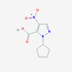 molecular formula C9H11N3O4 B2806719 1-cyclopentyl-4-nitro-1H-pyrazole-5-carboxylic acid CAS No. 1855945-82-2