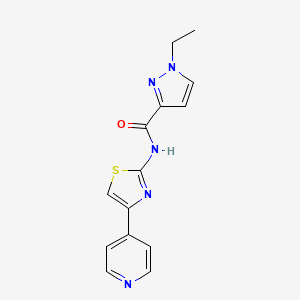 molecular formula C14H13N5OS B2806729 1-ethyl-N-(4-(pyridin-4-yl)thiazol-2-yl)-1H-pyrazole-3-carboxamide CAS No. 1172831-29-6