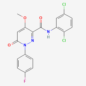 molecular formula C18H12Cl2FN3O3 B2806741 N-(2,5-二氯苯基)-1-(4-氟苯基)-4-甲氧基-6-氧代吡啶并[3,4-d]嘧啶-3-甲酰胺 CAS No. 921582-87-8