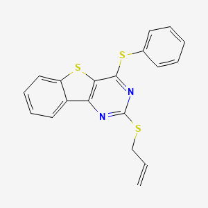molecular formula C19H14N2S3 B2806757 2-(Allylsulfanyl)-4-(phenylsulfanyl)[1]benzothieno[3,2-d]pyrimidine CAS No. 478030-01-2