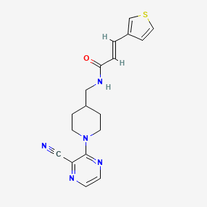 molecular formula C18H19N5OS B2806759 (E)-N-((1-(3-cyanopyrazin-2-yl)piperidin-4-yl)methyl)-3-(thiophen-3-yl)acrylamide CAS No. 1798402-65-9