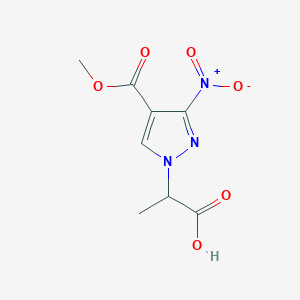 molecular formula C8H9N3O6 B2806765 2-[4-(methoxycarbonyl)-3-nitro-1H-pyrazol-1-yl]propanoic acid CAS No. 1856020-27-3