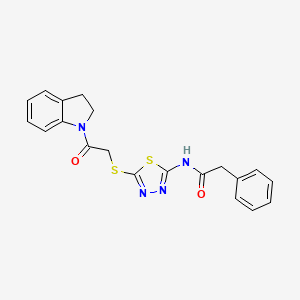 N-(5-((2-(indolin-1-yl)-2-oxoethyl)thio)-1,3,4-thiadiazol-2-yl)-2-phenylacetamide
