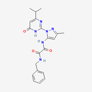 molecular formula C20H22N6O3 B2806772 N1-苄基-N2-(1-(4-异丙基-6-氧代-1,6-二氢嘧啶-2-基)-3-甲基-1H-吡唑-5-基)草酰胺 CAS No. 1013983-95-3