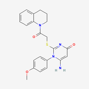 molecular formula C22H22N4O3S B2806780 6-amino-2-((2-(3,4-dihydroquinolin-1(2H)-yl)-2-oxoethyl)thio)-1-(4-methoxyphenyl)pyrimidin-4(1H)-one CAS No. 872629-95-3