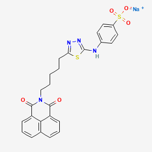 sodium 4-((5-(5-(1,3-dioxo-1H-benzo[de]isoquinolin-2(3H)-yl)pentyl)-1,3,4-thiadiazol-2-yl)amino)benzenesulfonate