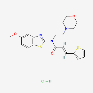 molecular formula C21H24ClN3O3S2 B2806789 (E)-N-(5-甲氧基苯并[d]噻唑-2-基)-N-(2-吗啉基乙基)-3-(噻吩-2-基)丙烯酰胺盐酸盐 CAS No. 1217246-78-0
